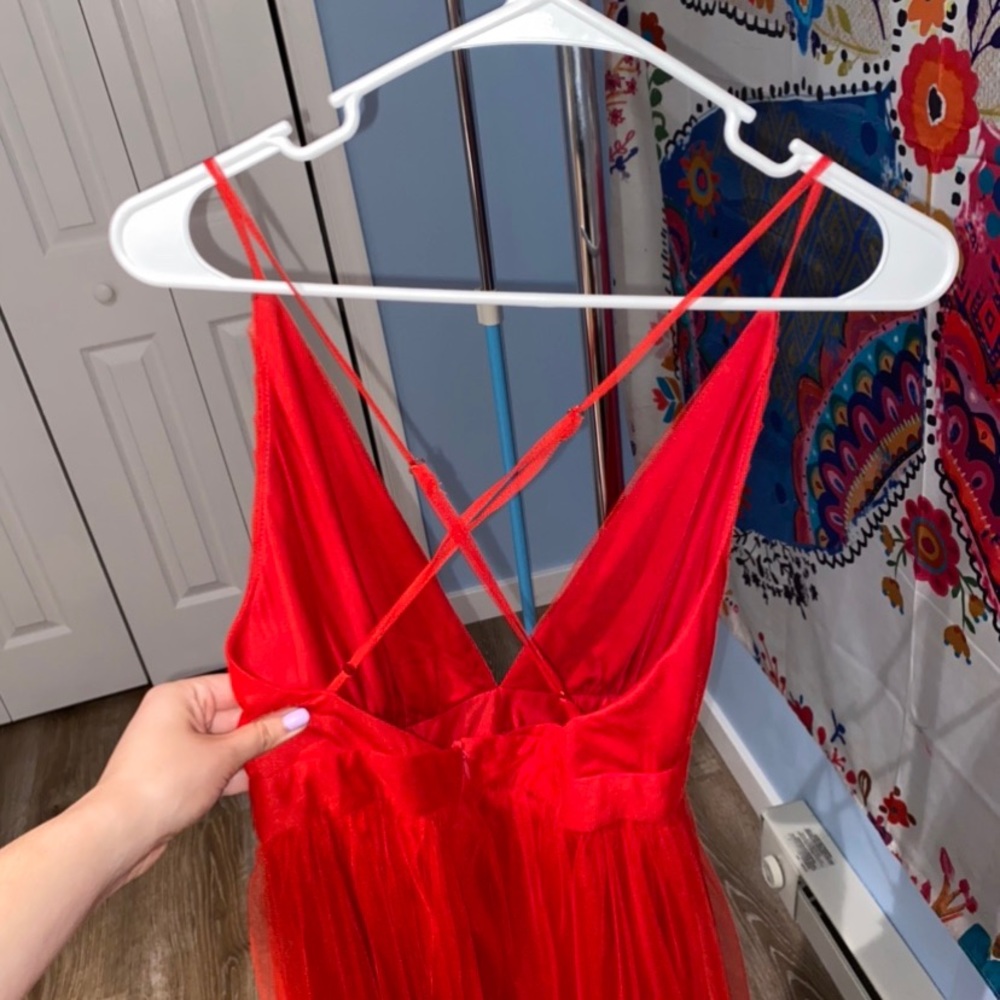 Red Tulle Maxi Dress